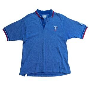 Vintage Starter Texas Rangers Short Sleeve Polo Cotton Blue Men’s Size Medium